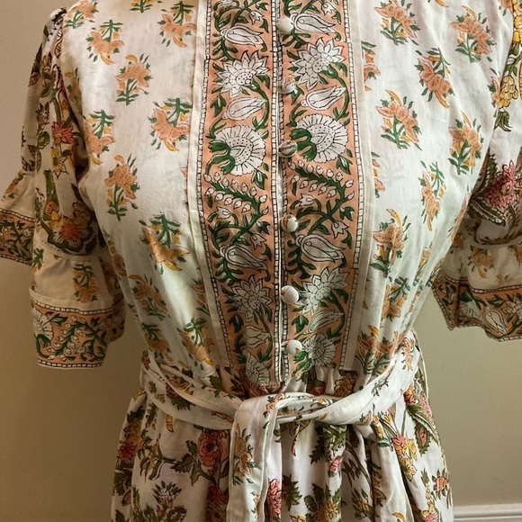 Sue Sartor Cottagecore Hamilton Kaftan Floral Sherbet Triple Tiered Dress Size S - Picture 2 of 10
